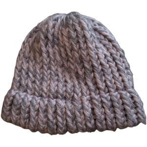 Gray & Pink Knit Baby Hat